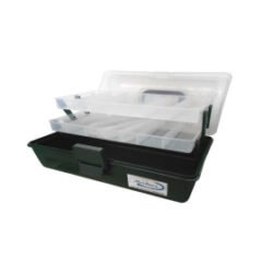 CAJA MALETA DE PESCA CON TAPA TRANSPARENTE Y 2 BANDEJAS